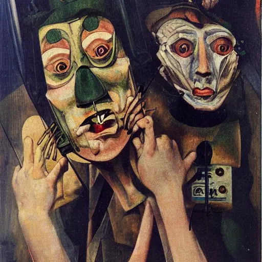 Image similar to covid - 1 9 mask and vaccination mandate by otto dix, hyperrealistic, aesthetic, masterpiece