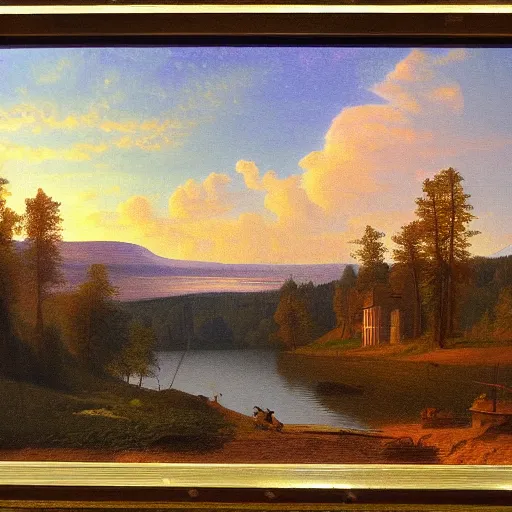 Prompt: Norrlandsskog, in the style of Hudson River School of Arts