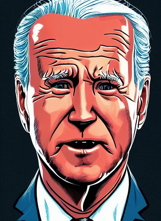 Prompt: highly detailed delirium face portrait of joe biden by petros afshar, tom whalen, laurie greasley, war face by greg rutkowski