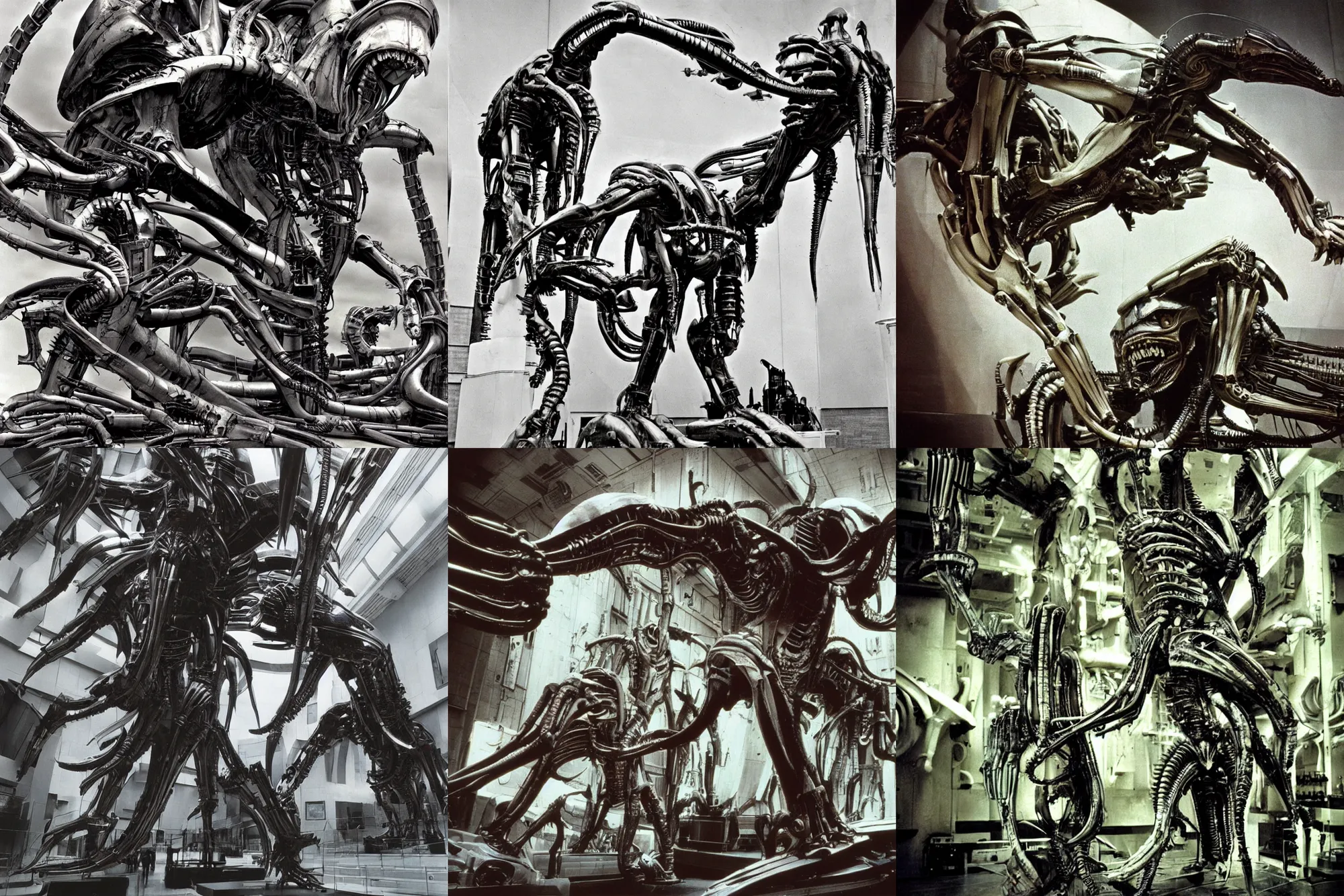 Prompt: xenomorph mecha. by h. r. giger and ernst haas. studio color photography