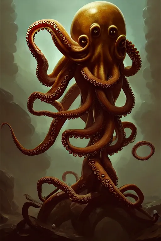 Image similar to portrait of an anthropomorphic octopus as napolean bonaparte, dramatic lighting, highly detailed, digital painting, artstation, concept art, smooth, sharp focus, illustration, art by wlop, mars ravelo and greg rutkowski