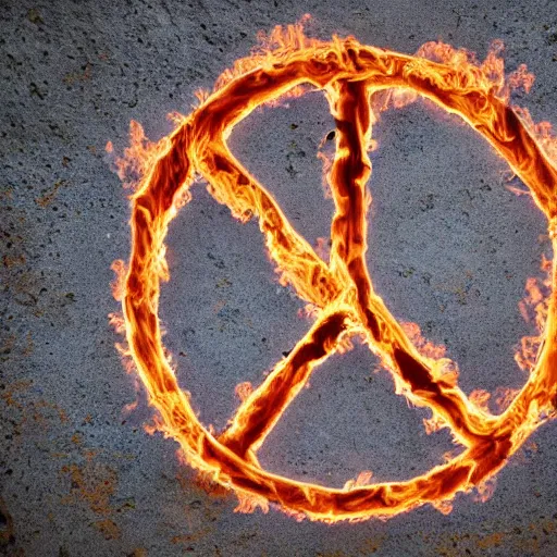 Prompt: fire peace sign, photography, highly detailed, high quality, 8 k, soft lighting,