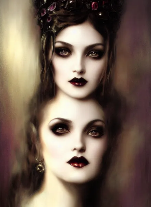 Prompt: gothic princess closeup face portrait. by casey baugh, by william - adolphe bouguerea, by rolf armstrong, highly detailded