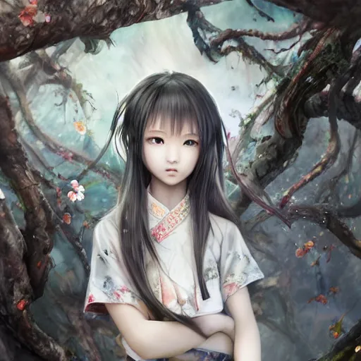 Image similar to dynamic composition, motion, ultra-detailed, amazing details, colorful and grayish palette, HD semirealistic anime CG concept art digital painting, watercolor oil painting of a Japanese schoolgirl, by a Chinese artist at ArtStation, by Huang Guangjian, Fenghua Zhong, Ruan Jia, Xin Jin and Wei Chang. Realistic artwork of a Chinese videogame, gradients, gentle an harmonic grayish colors.