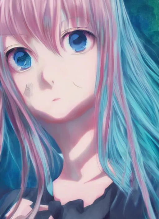 Prompt: anime, pastel texture, matte painting hyperpop portrait trending on pixiv