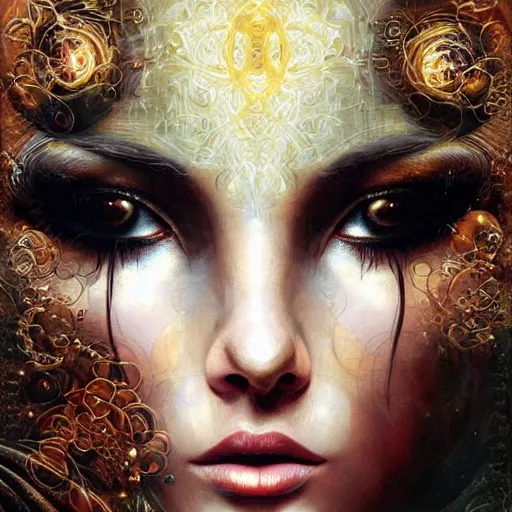 Prompt: The digital shopper, intricate digital electronic patterns, art by Karol Bak