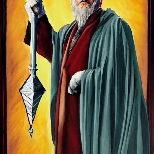 Prompt: dumbledore as art deco, painting