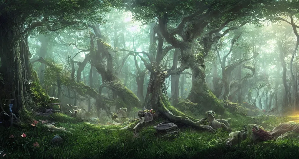 Prompt: Enchanted and magic forest, by CGSociety