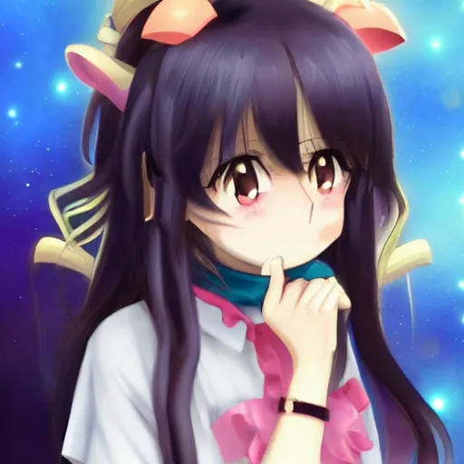 Image similar to anime girl with 2 small horns on head