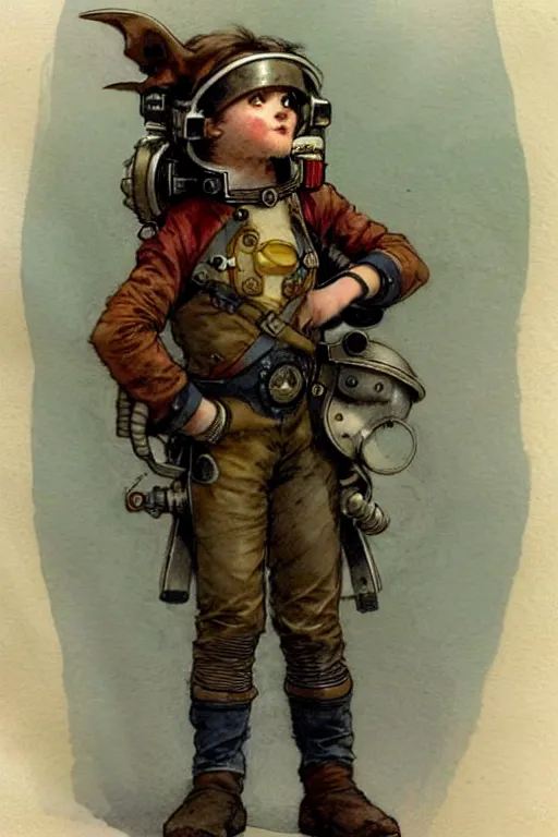 Image similar to ( ( ( ( ( 1 2 5 0 s retro future 1 0 year boy old super scientest in space pirate mechanics costume. muted colors. childrens layout, ) ) ) ) ) by jean - baptiste monge,!!!!!!!!!!!!!!!!!!!!!!!!!