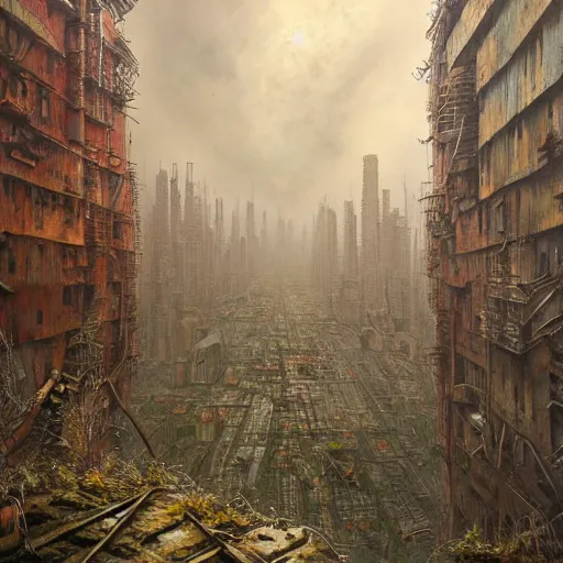 Prompt: Very very very very highly detailed epic photo, post apocalyptic city buildings, by Vladimir Manyukhin, by Simon Stålenhag, by Zdzisław Beksiński, by Guido Borelli, by Nathan Walsh, by Peter Gric, Wild vegetation, mold, deviantart, trending on artstation, Photorealistic, Incredible Depth, vivid colors, polychromatic, glowing neon, HDR Unreal Engine 64 megapixels IMAX Terragen 4.0, 8k resolution concept art filmic complex utopian mysterious moody futuristic