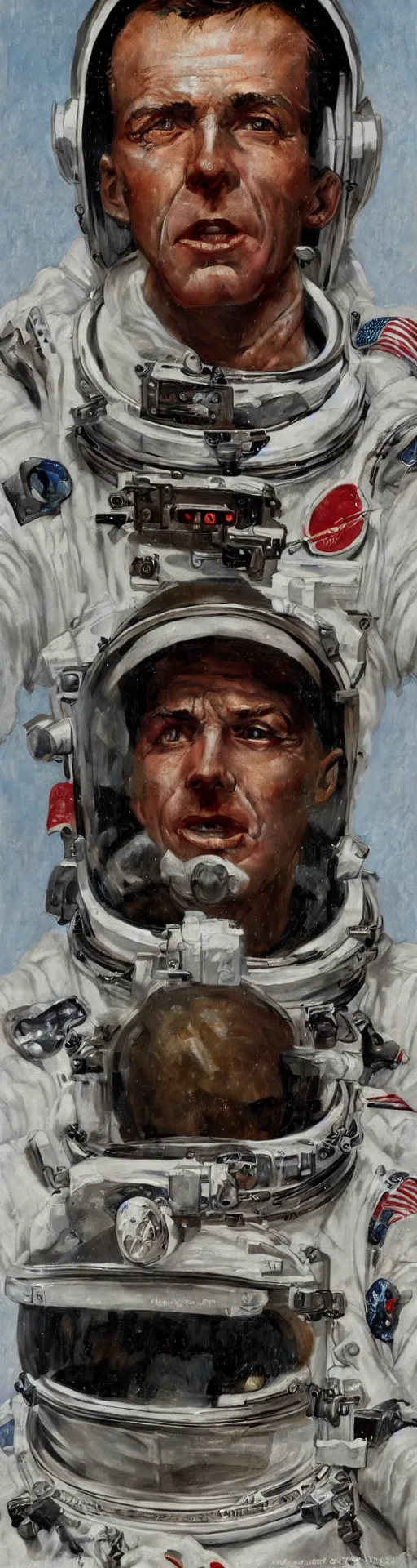 Prompt: a detailed bust of an astronaut art by norman rockwell, cinematic, epic composition, hd, digital painting, digital art, concept art, illustration, comic art, stylized, masterpiece, award - winning