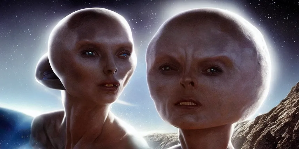 Image similar to beautiful alien woman face portrait on alien planet, still from film directed by james cameron, trending picture