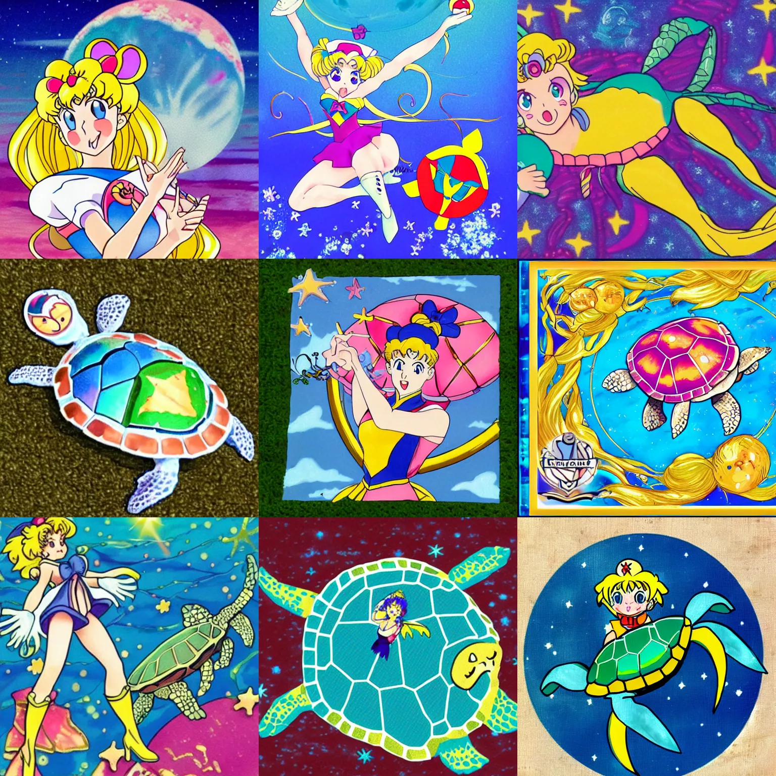 Prompt: sailor moon as a sea turtle