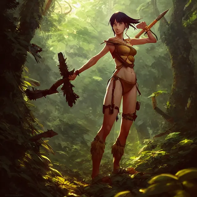 Anime Woman Warrior na paisagem japonesa · Creative Fabrica