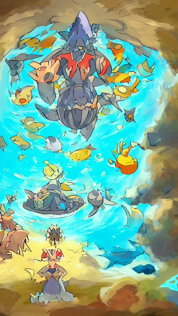 Image similar to miss Remoraid in the world pokemon of digital dofus fanart artstation