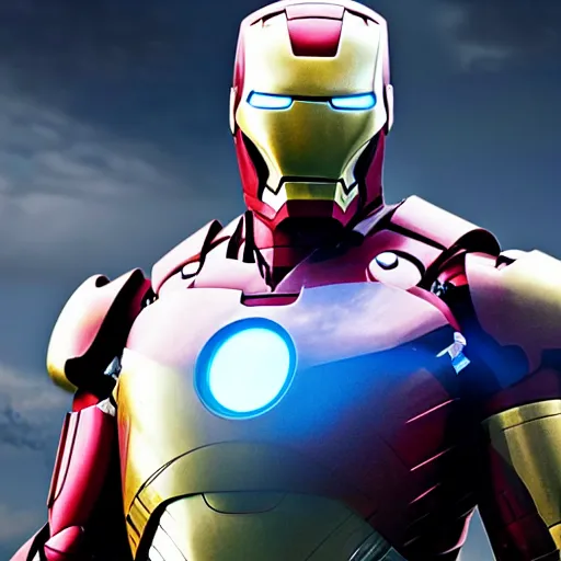 Image similar to iron man suit powered down, 4k realistic photo