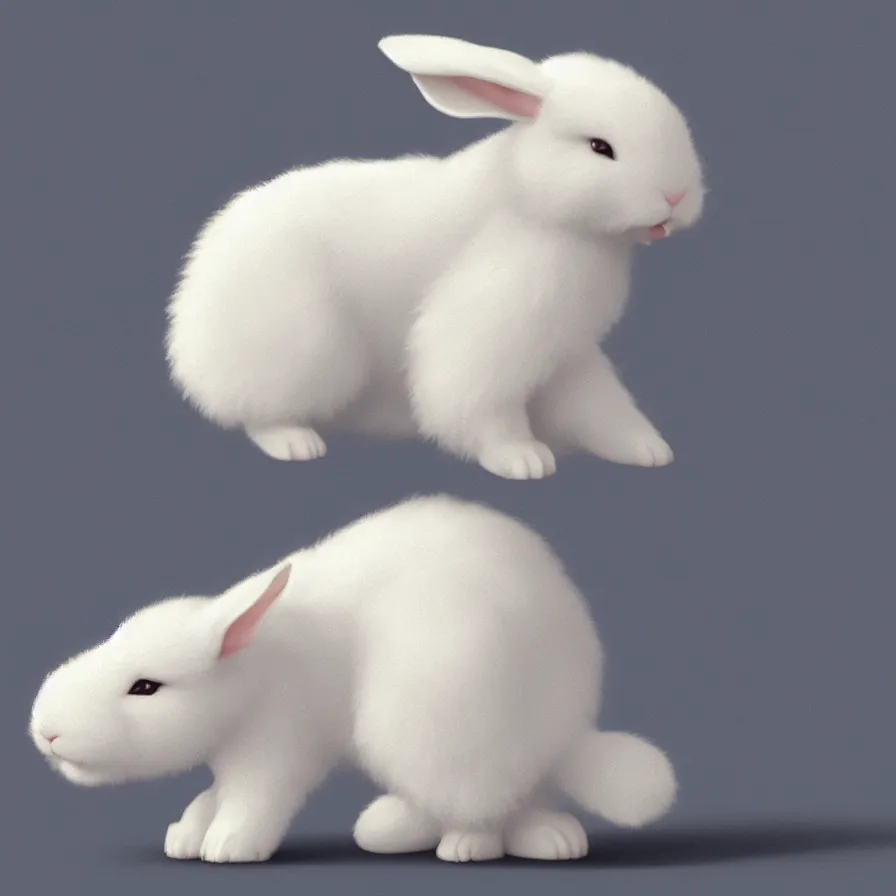 Prompt: a lovely white fluffy bunny, with big ears on a plain background, art by Goro Fujita, sharp focus, highly detailed, ArtStation