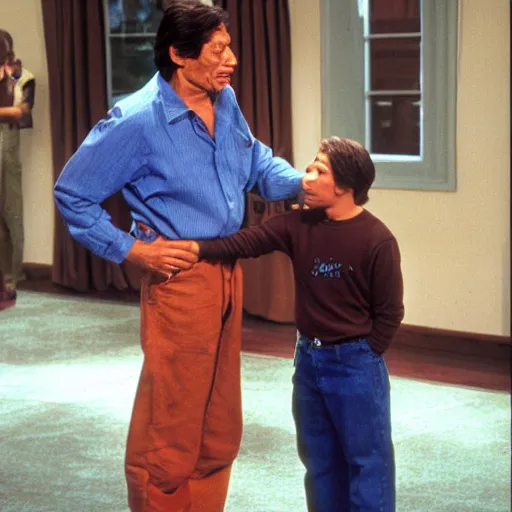 Image similar to jim varney backhanding a youth who talked back to him