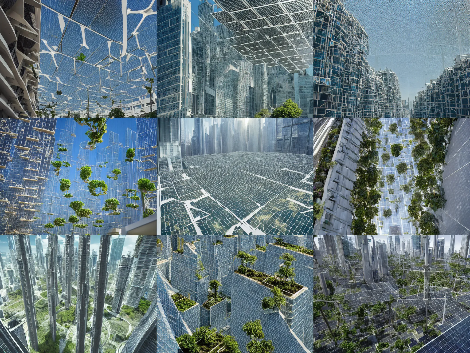 Prompt: 1 4 0 mm photo of a minimalist futuristic solarpunk utopia, immaculate hanging solar gardens from with animals and humans walking in peace, brilliant daylight, leica 8 k still from an a 2 4 film, skyscrapers designed by jean giraud moebius