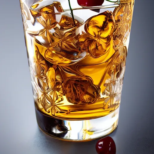 Prompt: ice - t, in whiskey glass with ice, by alfons mucha, golden hour, realistic, body shot, sharp focus, 8 k high definition, insanely detailed, intricate, elegant, cherry blossoms