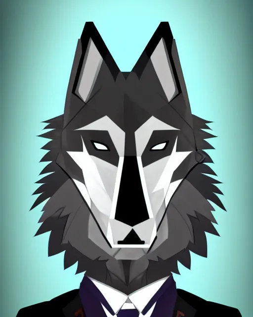 Prompt: a man in a suit and tie with a wolf mask on, a character portrait by kamagurka, extremely detailed, trending on deviantart, furry art, furaffinity, behance hd, official art