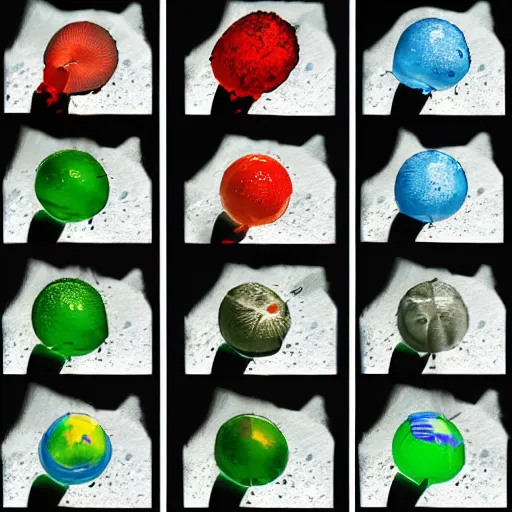 Prompt: One image consisting of ten images of a water balloon's progressive explosion each having width 80 and height 120 from left to right, the images has to be in sequence for animation, insane details, hd, realism