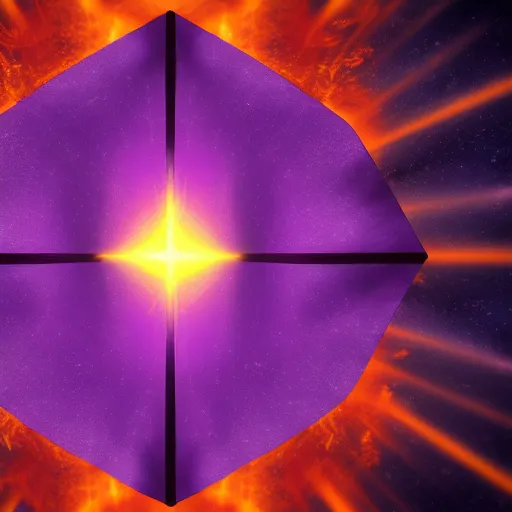 Image similar to a flag that open a portal to other dimension with purple energy and blue fire coming from the portal, dark, cinematography , 4k