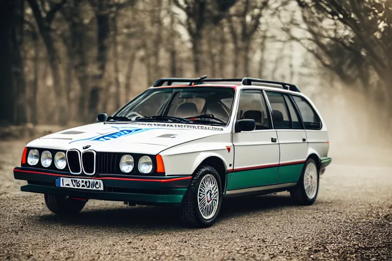 Prompt: 2055 Lancia Delta Integrale BMW M1 estate wagon, XF IQ4, 150MP, 50mm, F1.4, ISO 200, 1/160s, natural light, Adobe Photoshop, Adobe Lightroom, photolab, Affinity Photo, PhotoDirector 365