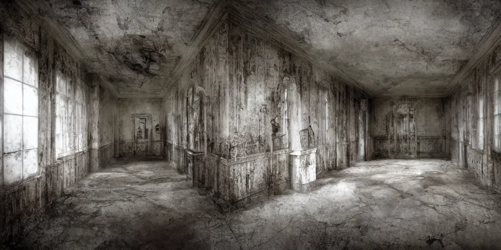 Image similar to a haunted asylum, realistic