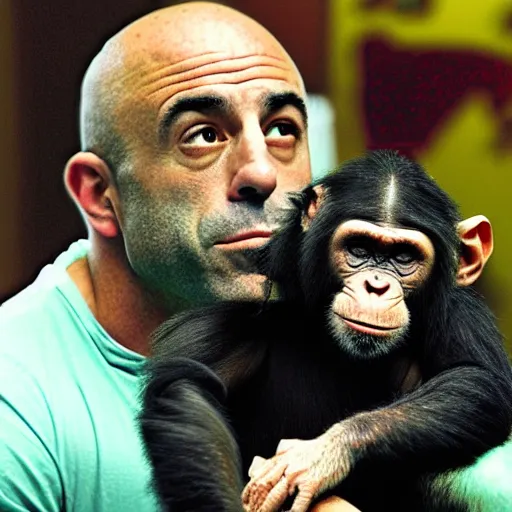 Image similar to joe rogan with a chimp