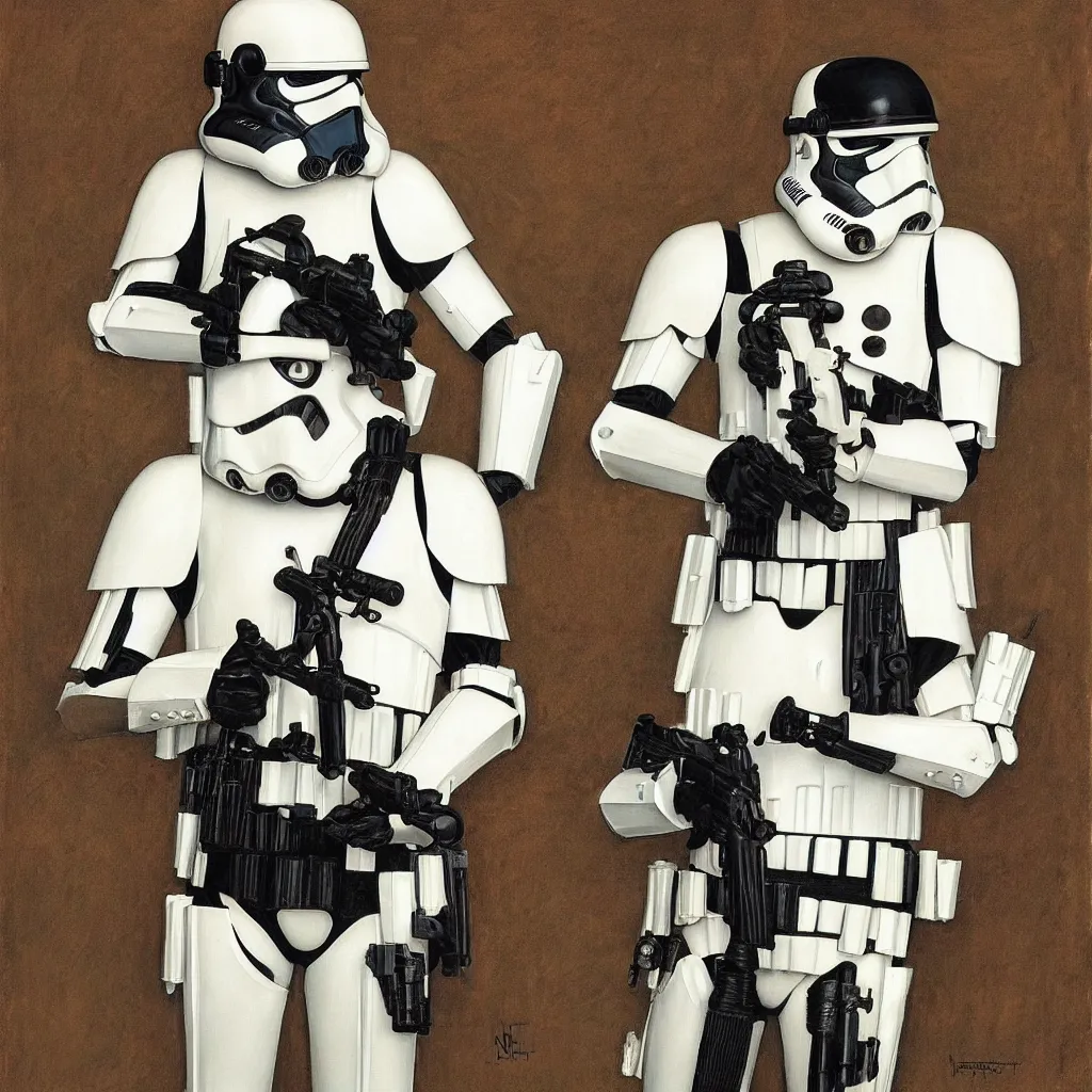 Prompt: Portrait of a Stormtrooper by Norman Rockwell - n 9