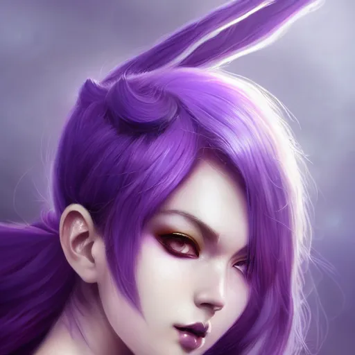 Prompt: beautiful anime woman with purple hair, a horn! on her forehead, purple eyes, a purple tuxedo, sharp focus, intricate, cell shaded, award winning photography, cinematic, digital painting, cinematic, wlop, 8 k, by ross tran, tom bagshaw