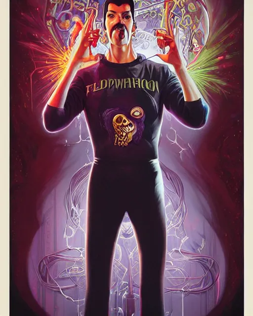 Image similar to lovecraft lovecraftian portrait of freddie mercury, pixar style, by tristan eaton stanley artgerm and tom bagshaw, retro future