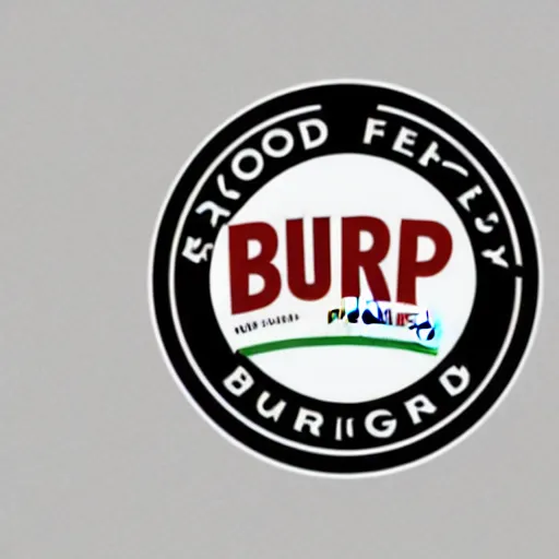 Prompt: award winning logo for a food company, sharp, white background, a burger, fork, name