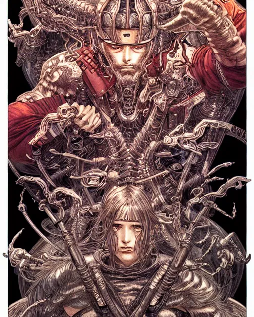 Image similar to hyper detailed illustration of ragnarok, intricate linework, lighting poster by moebius, ayami kojima, 9 0's anime, retro fantasy