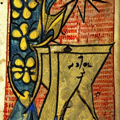 Image similar to medieval manuscript art of spongebob