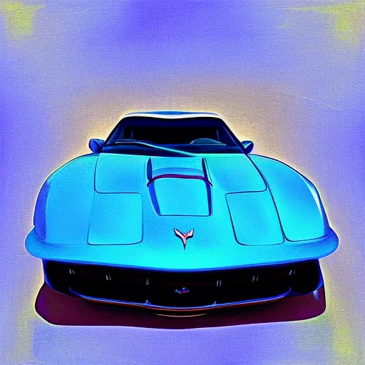 Image similar to portrait of a corvette made out of blue curacao, digital art, luminous