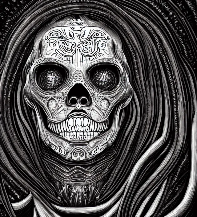 Prompt: highly detailed alien 👽 shaped space alien sugar skull giger digital art