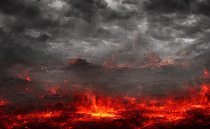 Image similar to hell landscape with people suffering, 4 k, detailed