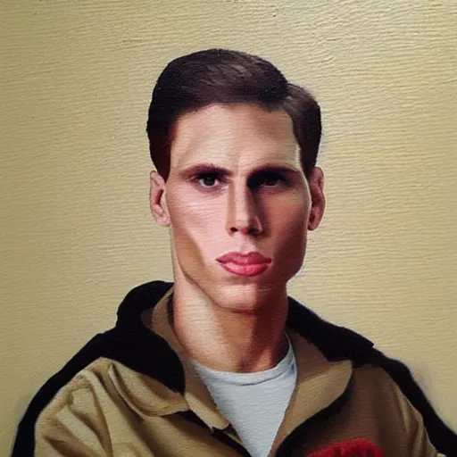 Image similar to gigachad Jerma985, highly detailed oil-painting