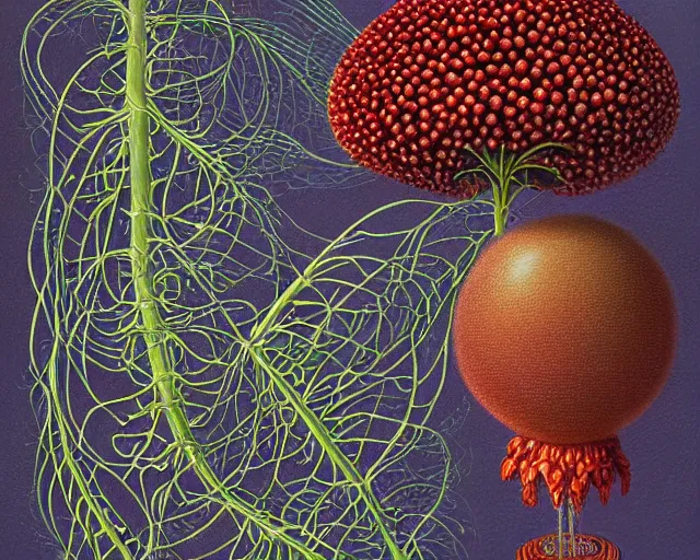 Image similar to intricately detailed a journey inside the physiology of plants, an ultrafine detailed painting by rafal olbinski, behance contest winner, pop surrealism, detailed painting, very detailed, minimalist, skeuomorphic, airbrush art