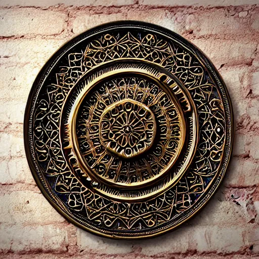 Image similar to gorgeous ornated bronze realistic detailed makkah city wall decoration with filigree, islamic