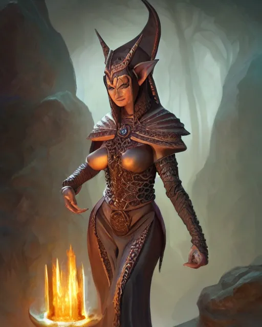 Image similar to marg delahunty dark elf princess, highly detailed, d & d, fantasy, highly detailed, digital painting, trending on artstation, concept art, sharp focus, illustration, global illumination, shaded, art by artgerm and greg rutkowski and fuji choko and viktoria gavrilenko and hoang lap