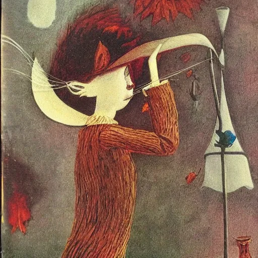 Prompt: by remedios varos, moomin, oil painting, met collection, vintage comics