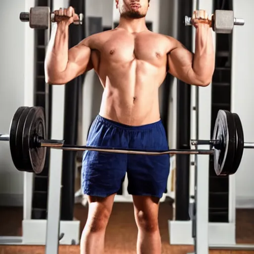 Image similar to man doing weight, epic ,full body