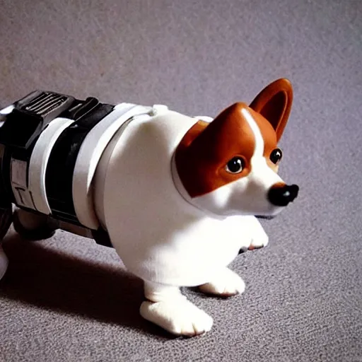 Image similar to corgi droid, star wars, cinematic, hyperrealistic, detailed