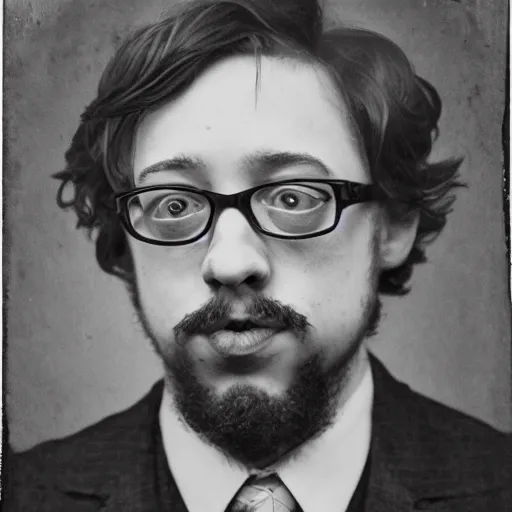 Image similar to ambrotype portrait of sam hyde wearing a suit, very detailed, very intricate,