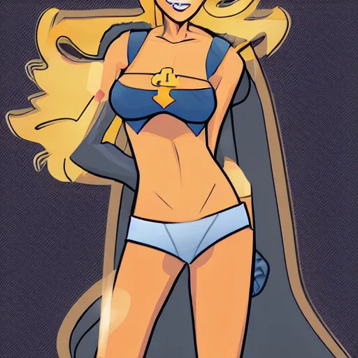 Image similar to blonde girl wearing an decent outfit hero, digital artwork in hero comic art style