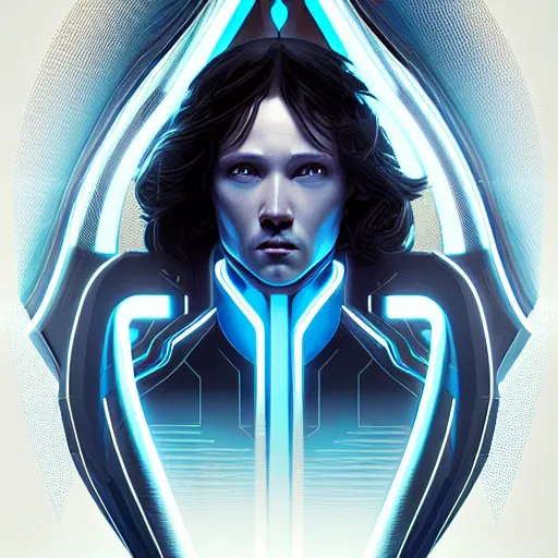 Image similar to tron legacy jesus, hyper realistic, concept art, intricate, hyper detailed, smooth, sharp focus, illustration. artstation, rutkowski, gurney, alphonse mucha